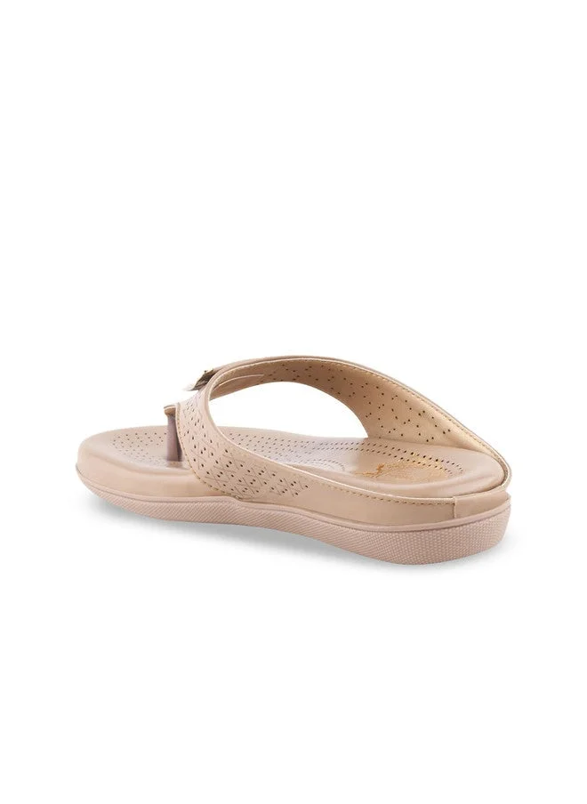 شوتوبيا Shoetopia Women's  Flat Sandals – Comfortable Slip-On Toe Ring Design with Cut-Out Detailing Ladies Stylish Perforated Upper for Casual Footwear
