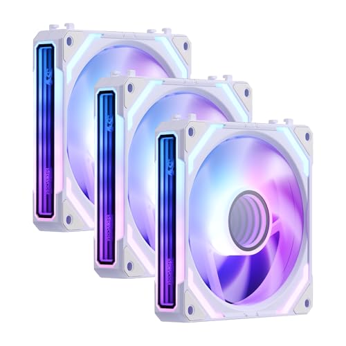 Redragon GCF012 Standard 120mm PC Case Fan, Daisy-Chain Connection, 5V 3Pin ARGB Lighting, 4 Pin PWM Case Fan, for Radiator/Computer Case Cooling, 120x120x25mm, 3 Pack, White - Image 1