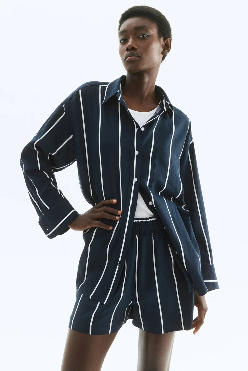 H&M Oversized linen-blend shirt
