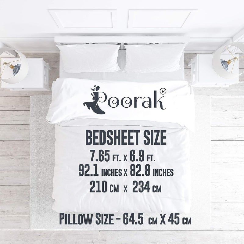 Poorak Peacock Collection Bed Sheets for Double Bed Cotton King Size with 2 Pillow Covers Size of Bed Sheet 765 ft x 69 ft Blue - Image 5