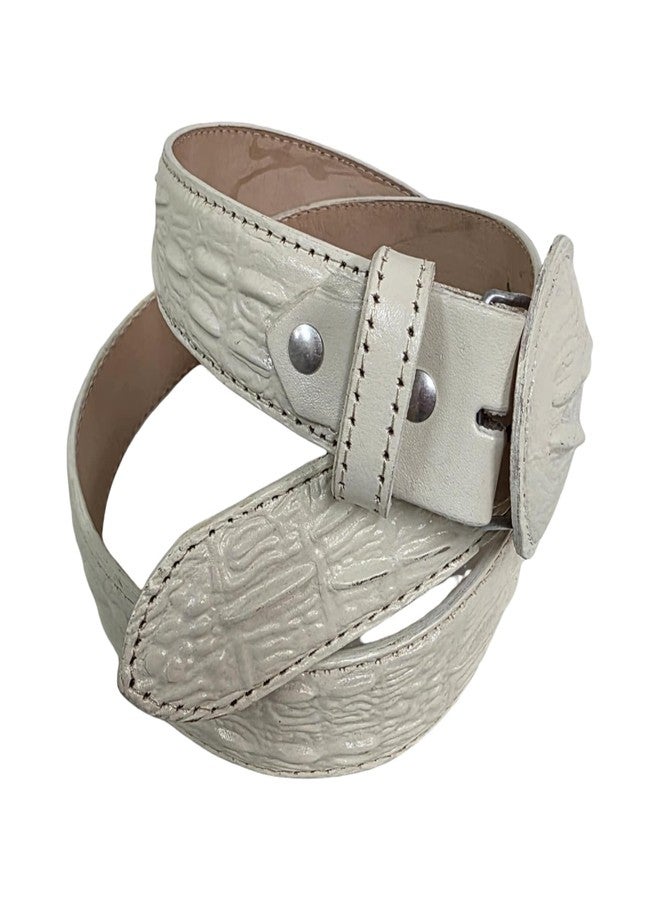 Bonus HEAVY DUTY COW HIDE EMBOSSED CROCODILE ALLIGATOR DESIGN LEATHER BELT CINTO VAQUERO HECHO EN MEXICO - Image 3
