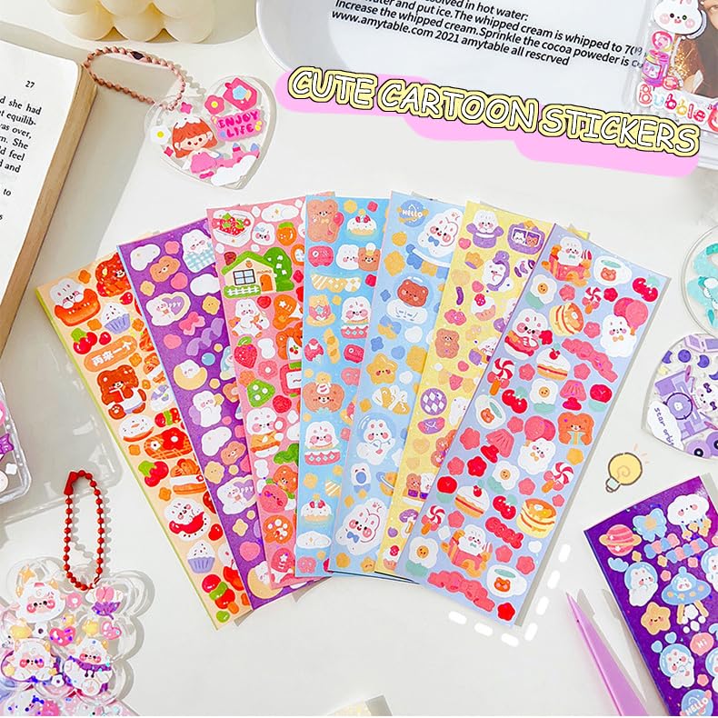 Tmtains 100 Sheets Cute Korean Stickers for Kpop Photocards Decor Stickers Bulk Aesthetic Toploader Sticker Glitter Cute Animal Pattern Scrapbook Sticker Self Adhesive for DIY Card Art Crafts Christmas Gifts - Image 4