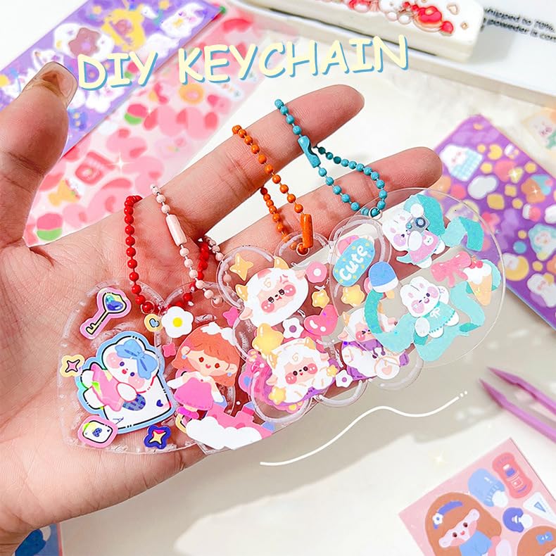Tmtains 100 Sheets Cute Korean Stickers for Kpop Photocards Decor Stickers Bulk Aesthetic Toploader Sticker Glitter Cute Animal Pattern Scrapbook Sticker Self Adhesive for DIY Card Art Crafts Christmas Gifts - Image 5