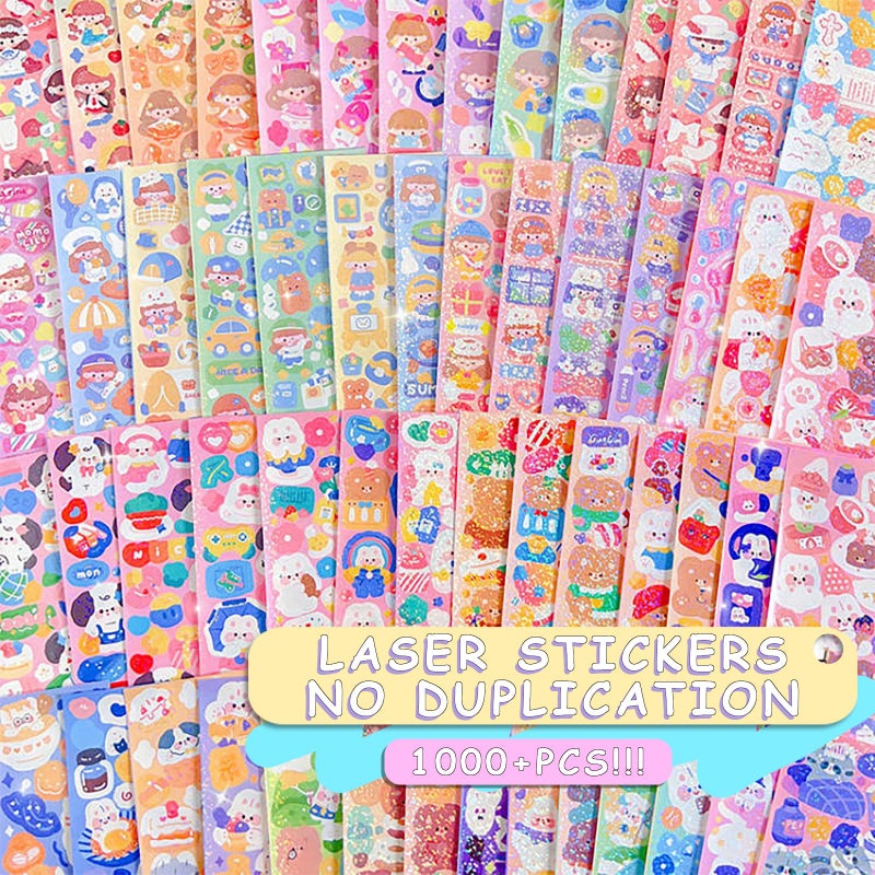 Tmtains 100 Sheets Cute Korean Stickers for Kpop Photocards Decor Stickers Bulk Aesthetic Toploader Sticker Glitter Cute Animal Pattern Scrapbook Sticker Self Adhesive for DIY Card Art Crafts Christmas Gifts - Image 2