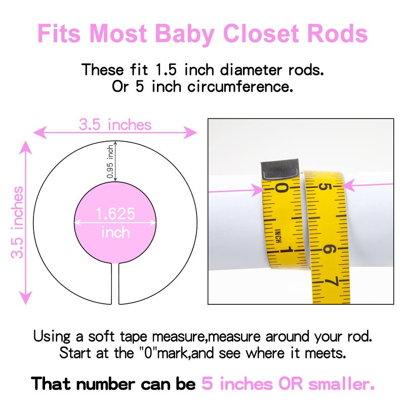 Pro Goleem Baby Closet Dividers Pink Baby Closet Organizer for Nursery Baby Clothes Size Age Dividers Fits 1.5" Rod 6 PCS - Image 2