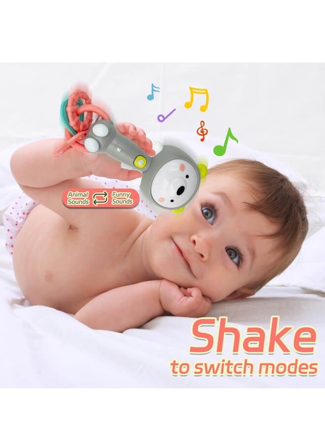ريوليو لعبة رجاجة موسيقية للأطفال، لعبة عضاضة للأطفال الرُّضع من 6-12-18 شهراً، ألعاب حسية للأطفال، هدايا للأطفال الأولاد والبنات (شكل دب) - Image 4