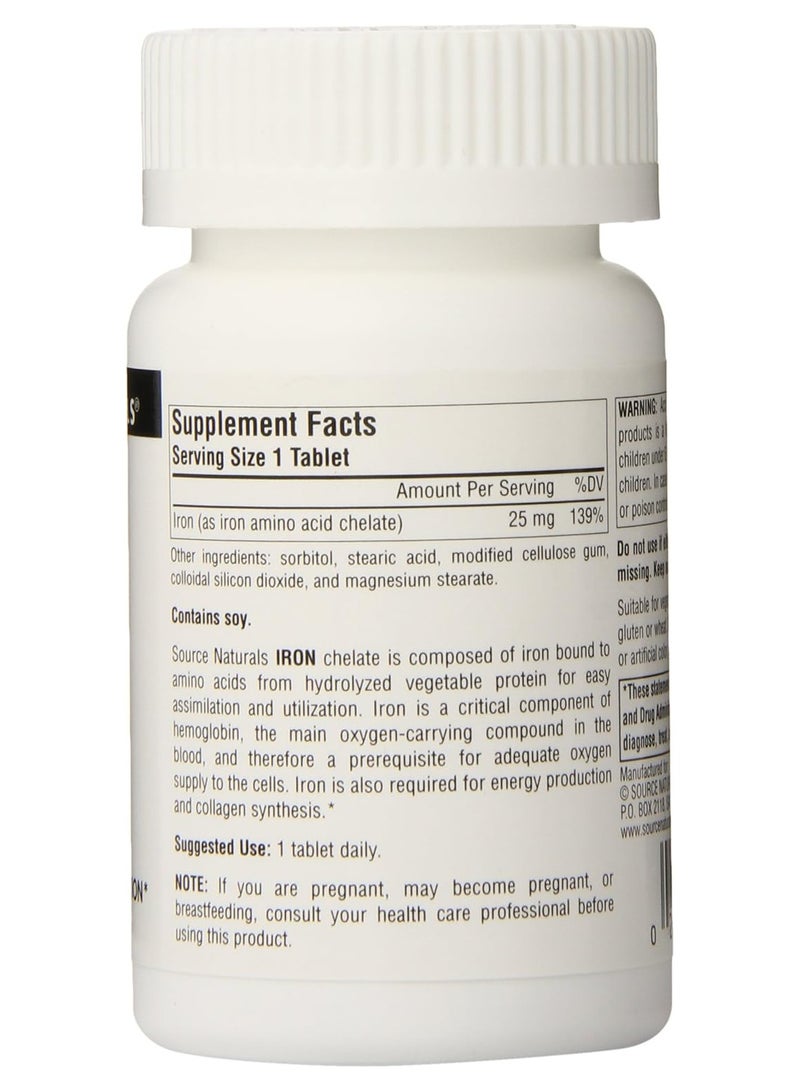 Source Naturals Iron Chelate 25 Mg 100 Tablets Supports Energy Production  - Image 2