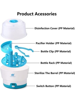 Baby Bottle Sterilizer Bottle Steam Sterili-zer for Baby Bottles BPA Free Pacifiers Breast Pumps Large Capacity and 99.99% Cleaned in 8 Mins Holds up to 6 Bottles Easy to Operate - view 3