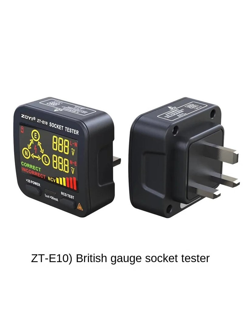 ZHONGYi - Electric Socket Tester Outlet Tester Digital LCD Display with NCV Test RCD Test Polarity Test Electric Circuit Polarity Voltage Detector Home School Office Laboratory Factory Safety Inspection - Image 1