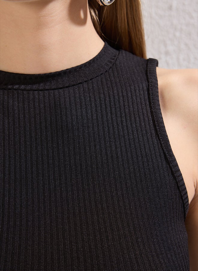 trendyol Black*001 Halter Neck Fitted/Fits Crop Flexible Knit Blouse  - Image 3