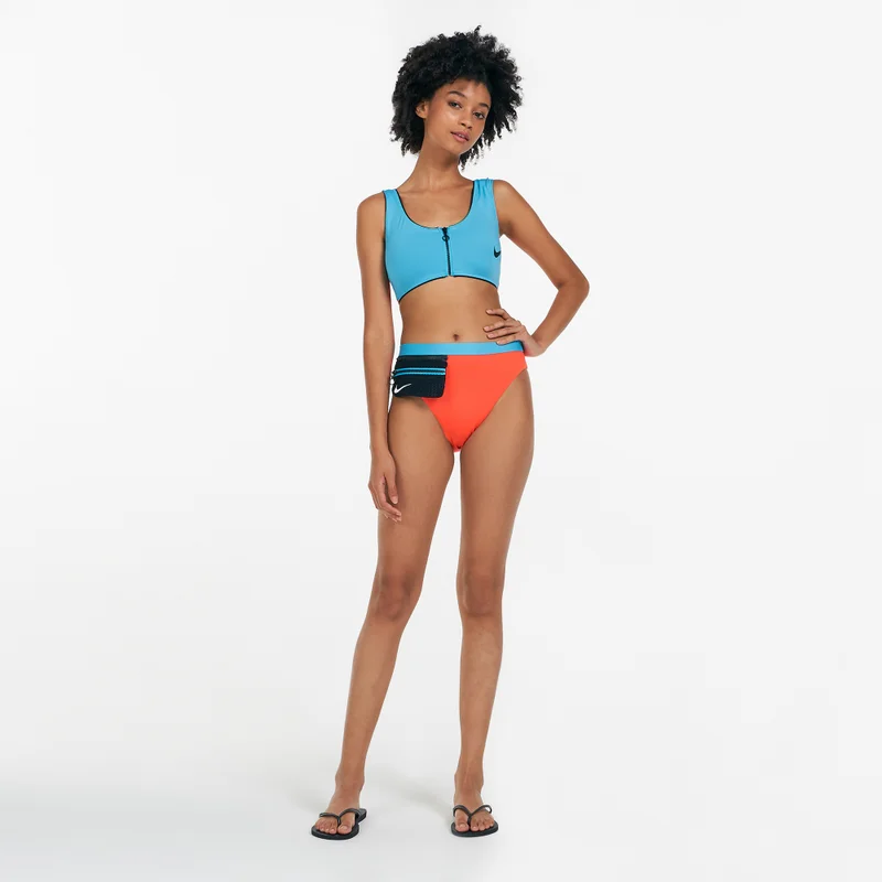 Nike Women's Colourblock Midkini Swimming Bikini Top
