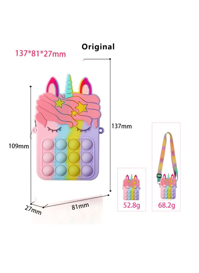Prime by javaudan Pop Fidget Toys It Unicorn Shoulder Bag Pop Fidget Toys It Purse Popper Push Bubble Fidget Sensory Stress Release Toys For Kids School Supplies Backpack Messenger Bag For Girls  - Image 3