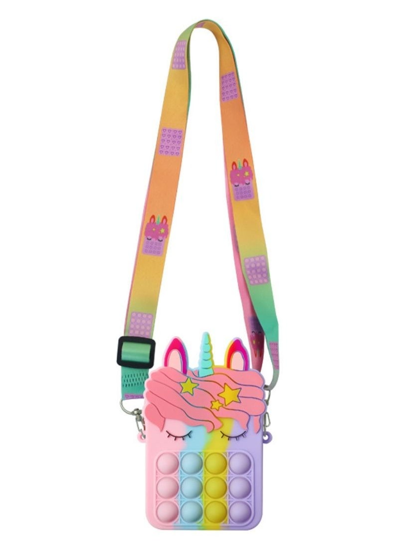 Prime by javaudan Pop Fidget Toys It Unicorn Shoulder Bag Pop Fidget Toys It Purse Popper Push Bubble Fidget Sensory Stress Release Toys For Kids School Supplies Backpack Messenger Bag For Girls  - Image 2
