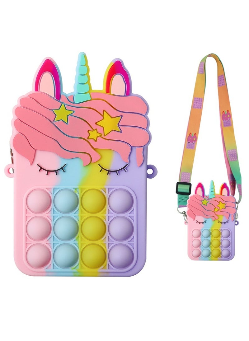Prime by javaudan Pop Fidget Toys It Unicorn Shoulder Bag Pop Fidget Toys It Purse Popper Push Bubble Fidget Sensory Stress Release Toys For Kids School Supplies Backpack Messenger Bag For Girls  - Image 1