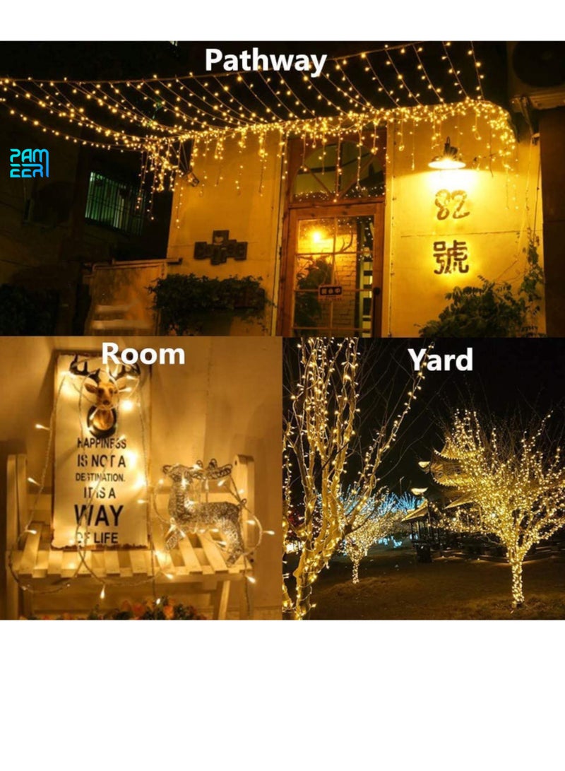 PAMEER Warm White LED String Lights Black Wire Plug-in 30ft 98 LEDs String Home Decorative LED Strip for Christmas EID Ramadan Diwali and Wedding Parties Decoration Box Button Control 8 Modes  - Image 5