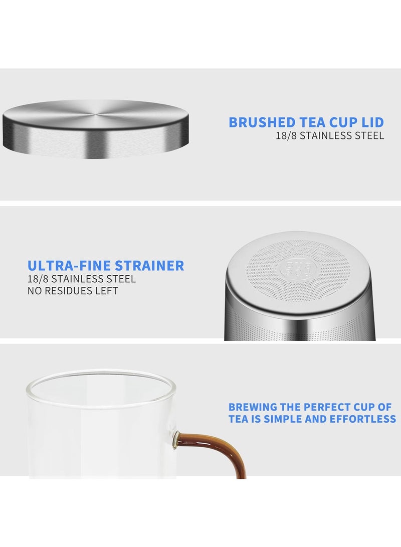HOME ZONE 16.9 Oz Borosilicate Glass Tea Mug Cup Tea Glasses with Stainless Steel Infuser & Lid Loose Leaf Glass Tea Cup 500mL - Image 3