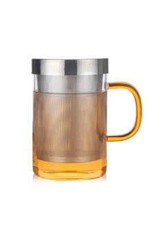 Generic 16.9 Oz Borosilicate Glass Tea Mug Cup Tea Glasses with Stainless Steel Infuser & Lid Loose Leaf Glass Tea Cup 500mL  - Image 1