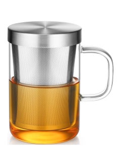 Generic 16.9 Oz Borosilicate Glass Tea Mug Cup Tea Glasses with Stainless Steel Infuser & Lid Loose Leaf Glass Tea Cup 500mL  - Image 2