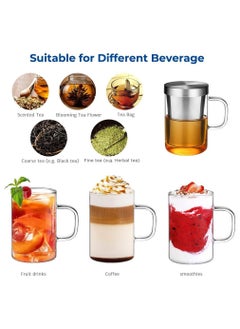 Generic 16.9 Oz Borosilicate Glass Tea Mug Cup Tea Glasses with Stainless Steel Infuser & Lid Loose Leaf Glass Tea Cup 500mL  - Image 5