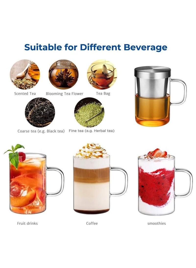 Generic 16.9 Oz Borosilicate Glass Tea Mug Cup Tea Glasses with Stainless Steel Infuser & Lid Loose Leaf Glass Tea Cup 500mL  - Image 5