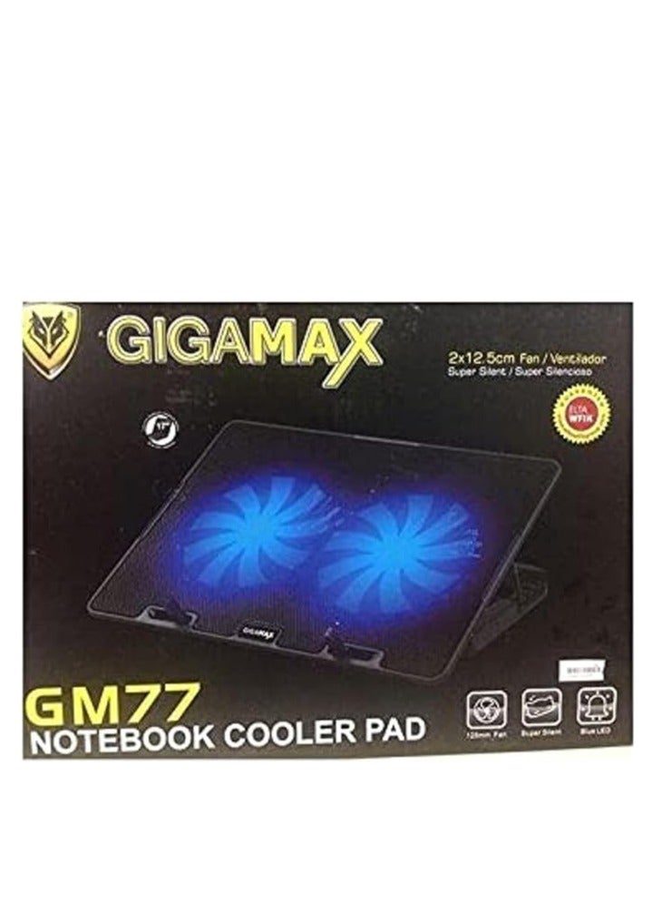 جيجاماكس جيجا ماكس منصة تبريد لاجهزة اللاب توب مزودة بوصلة يو اس بي - لون اسود - Image 1