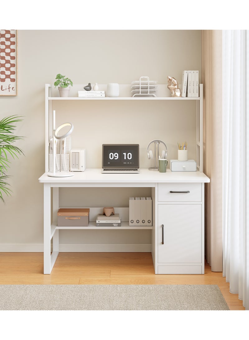 Computer Desk with Bookshelves, Kids Study Desk, Students Learning Table, Home Office Desks & Workstations with Storage Rack, 100x48x136cm, White, YN116 - Image 3