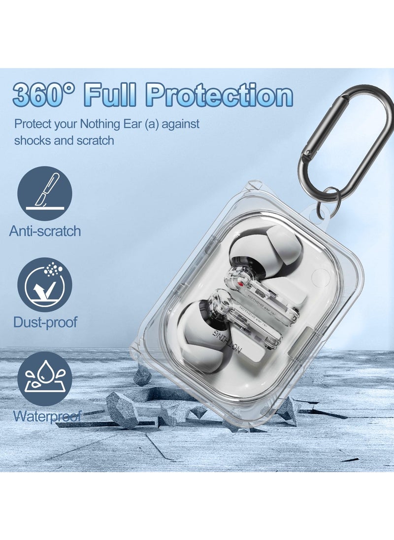 Generic - Protective Case for Nothing Ear (a) Clear Soft TPU Protective Earbuds Case Only Compatible with Nothing Ear (a) Headphones Charging Case with Carabiner Accessories Set - Image 1