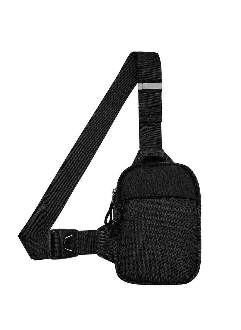 حقيبة كتف صغيرة للرجال مقاومة للماء وحقائب كروس بودي وحقائب صدر مع حزام كتف قابل للتعديل للسفر والرياضة والتخييم (أسود) - Image 1