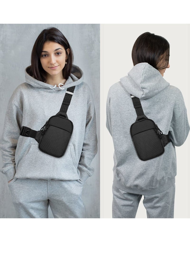 حقيبة كتف صغيرة للرجال مقاومة للماء وحقائب كروس بودي وحقائب صدر مع حزام كتف قابل للتعديل للسفر والرياضة والتخييم (أسود) - Image 3