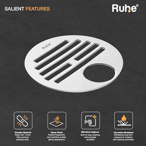 Ruhe® Floor Drainer | Premium Grade Stainless Steel Classic Round Jali Floor Drainer/Jali Set of 2 (with Hole) (4 Inches) - Image 5