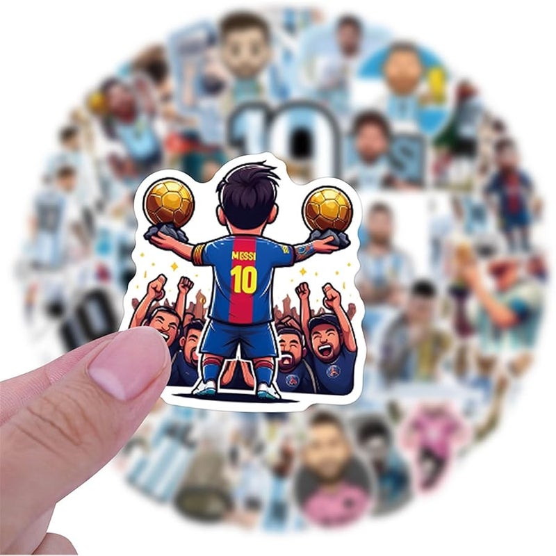 50 قطعة من ملصقات لاعب كرة القدم ميسي، ملصقات رياضية رائعة لكرة القدم لزجاجة المياه، اللابتوب، الجوال، لوح التزلج، سجل القصاصات، هدايا ممتصة للصدمات للاطفال والمراهقين والبالغين لمستلزمات الحفلات - Image 5