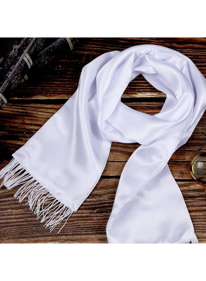 1920's Scarf with Tassels White Scarf Long Shawl Mens Fancy Dress 1920s Accessories for Men Women Outfit 1920's Gangster Cosplay Party Decoration Supplies - Image 2