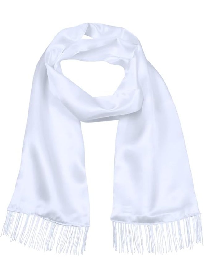1920's Scarf with Tassels White Scarf Long Shawl Mens Fancy Dress 1920s Accessories for Men Women Outfit 1920's Gangster Cosplay Party Decoration Supplies - Image 5