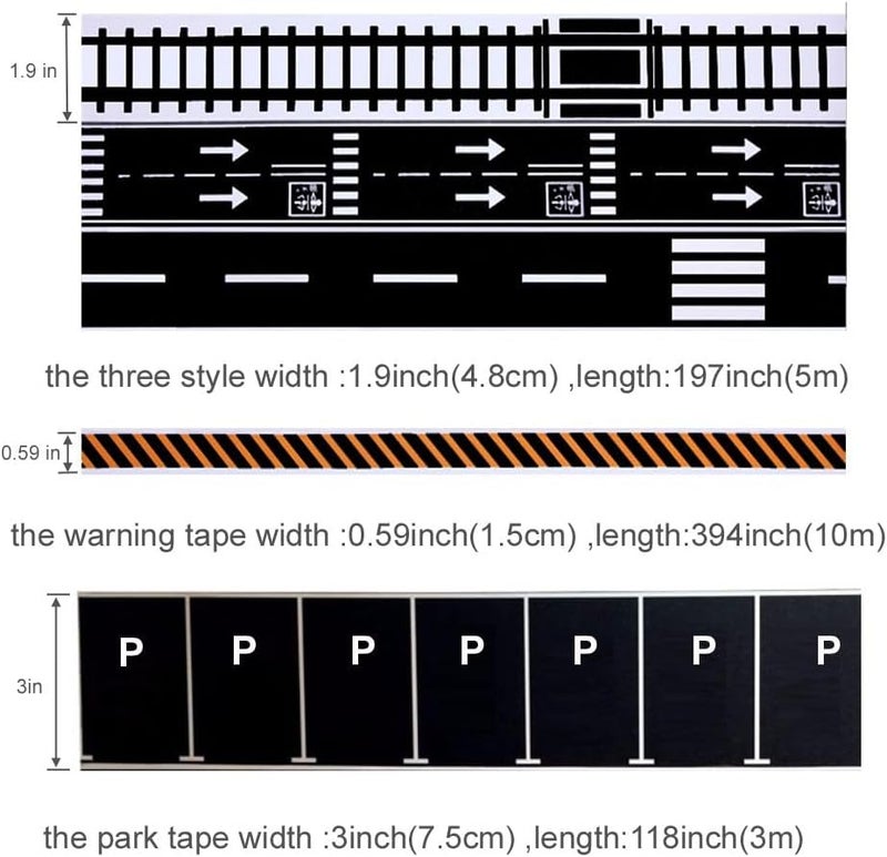 dspitwod Road Tape for Toy Cars & Trains Black Track 3 Rolls Road Tape 197 inch by 1.9 inch, Packing Traffic Signs Stick to Floors and Walls, Quick Cleanup, for Kids Car Play Gift - Image 3