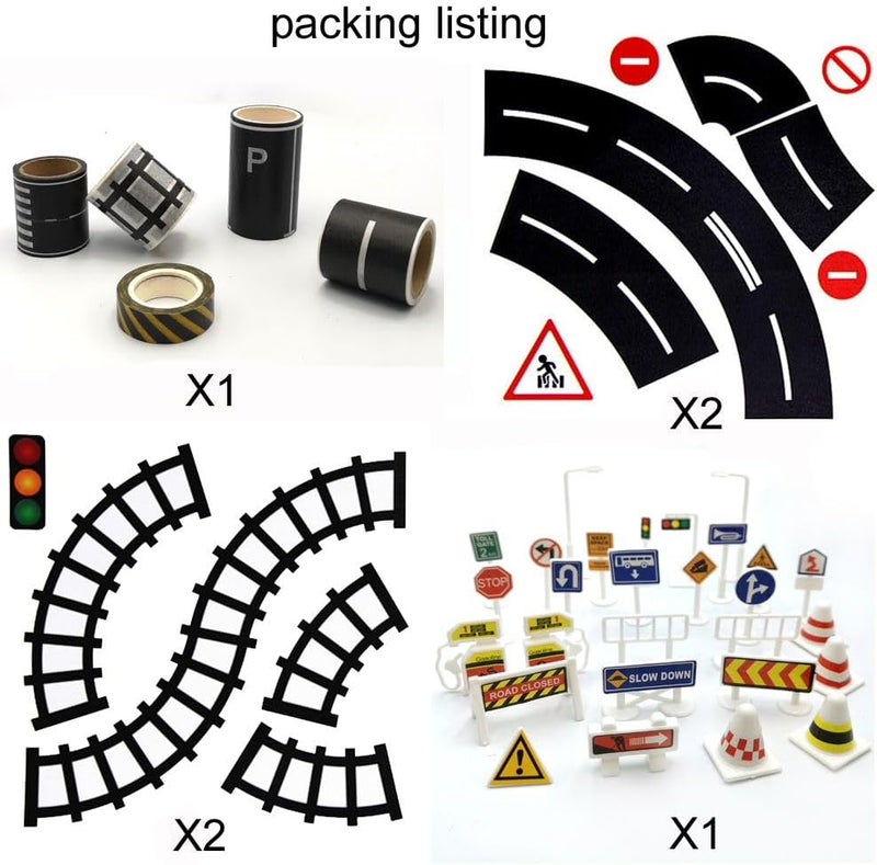 dspitwod Road Tape for Toy Cars & Trains Black Track 3 Rolls Road Tape 197 inch by 1.9 inch, Packing Traffic Signs Stick to Floors and Walls, Quick Cleanup, for Kids Car Play Gift - Image 4