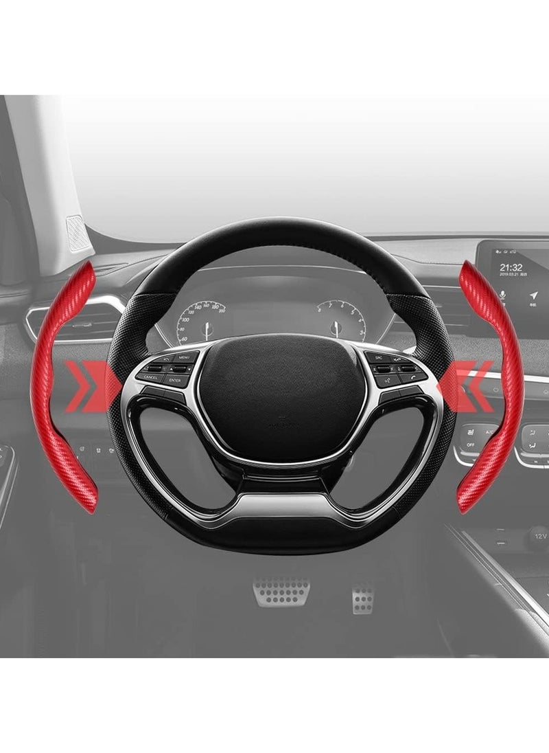 Generic - Banseko Carbon Fiber Pattern Steering Wheel Cover, Anti-Slip Segmented Steering Wheel Protector, Universal Car Accessory for Most Models, Red - Image 1