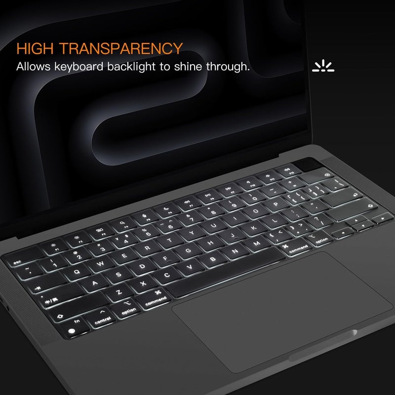 Ojos Keyboard Protector for 2025 2024-2021 M4 M3 M2 MacBook Air 13.6" 15" A3240 A3113 A2681 A3241 A3114 A2941,Pro 14" 16" M4 M3 M2 M1 A3112 A3185 A3401 A3403 A3186 A2442 Ultra Thin Cover Skin-Clear - Image 2