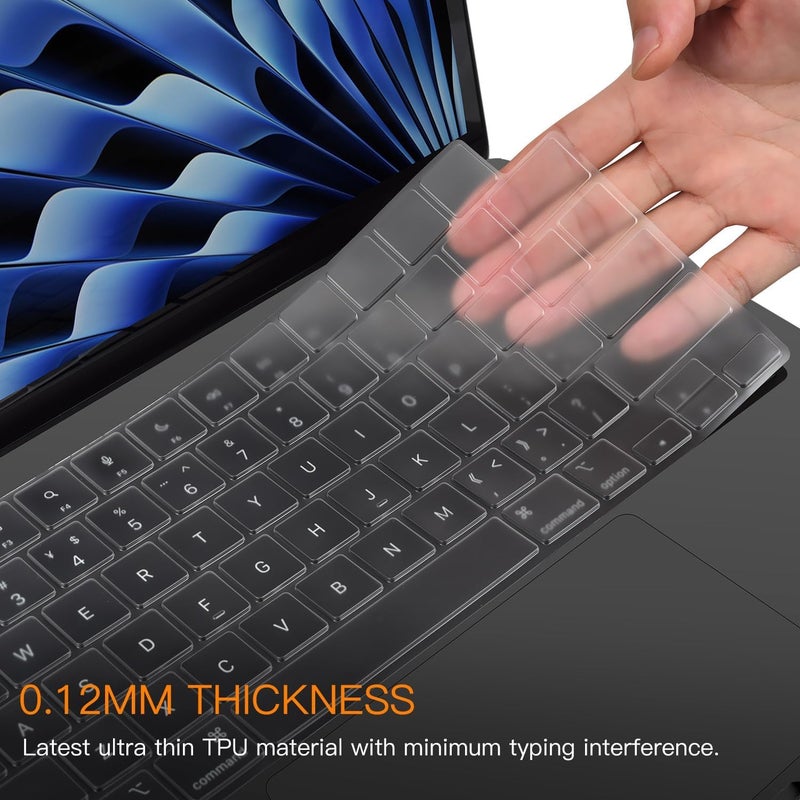 Ojos Keyboard Protector for 2025 2024-2021 M4 M3 M2 MacBook Air 13.6" 15" A3240 A3113 A2681 A3241 A3114 A2941,Pro 14" 16" M4 M3 M2 M1 A3112 A3185 A3401 A3403 A3186 A2442 Ultra Thin Cover Skin-Clear - Image 3