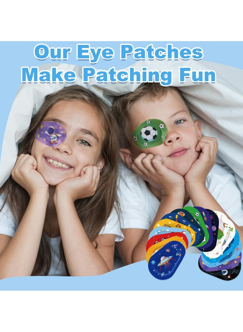 CMGTYYD dhesive Eye Patches for Kids, 48 Pcs Adhesive Eye Patches for Kids Boys 16 Styles Eye Patches Latex Free Eye Pad Bulk Light Blocking Fun Cute Boys Designs Cotton Adhesive Bandages for Boys Toddler - Image 3