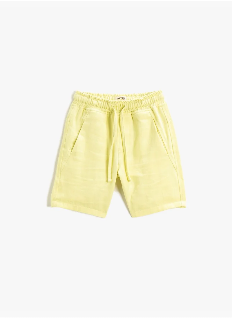 كوتون Drawstring Pocket Detail Shorts