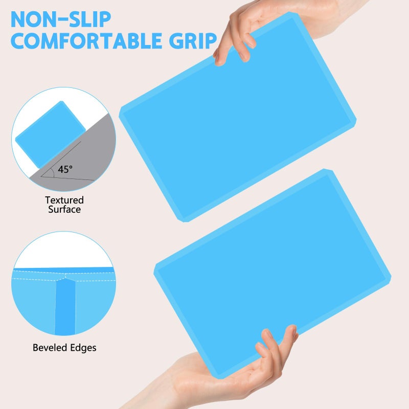 MBKHFLL Yoga Block - Supportive Latex-Free Eva Foam - Soft Non-Slip Surface with Beveled Edges for Yoga, Pilates, Meditation - Yoga Accessories for Stability, Balance, Deepen Stretches (Light blue) - Image 3