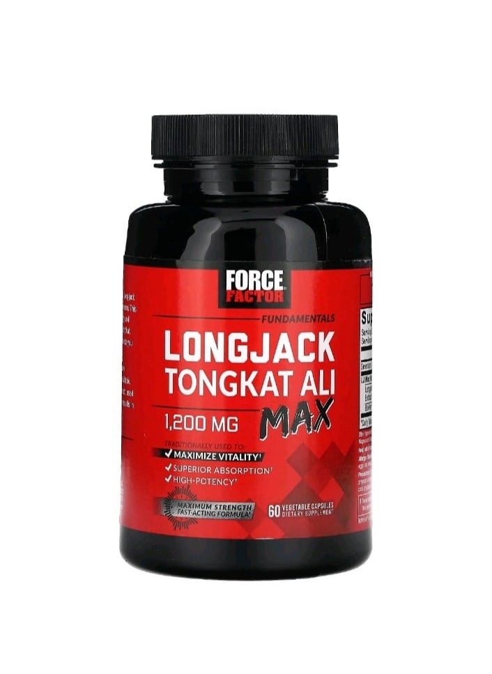Force Factor Longjack Tongkat Ali Max 1,200 Mg 60 Vegetable Capsules- 600 Mg Per Capsule  - Image 1