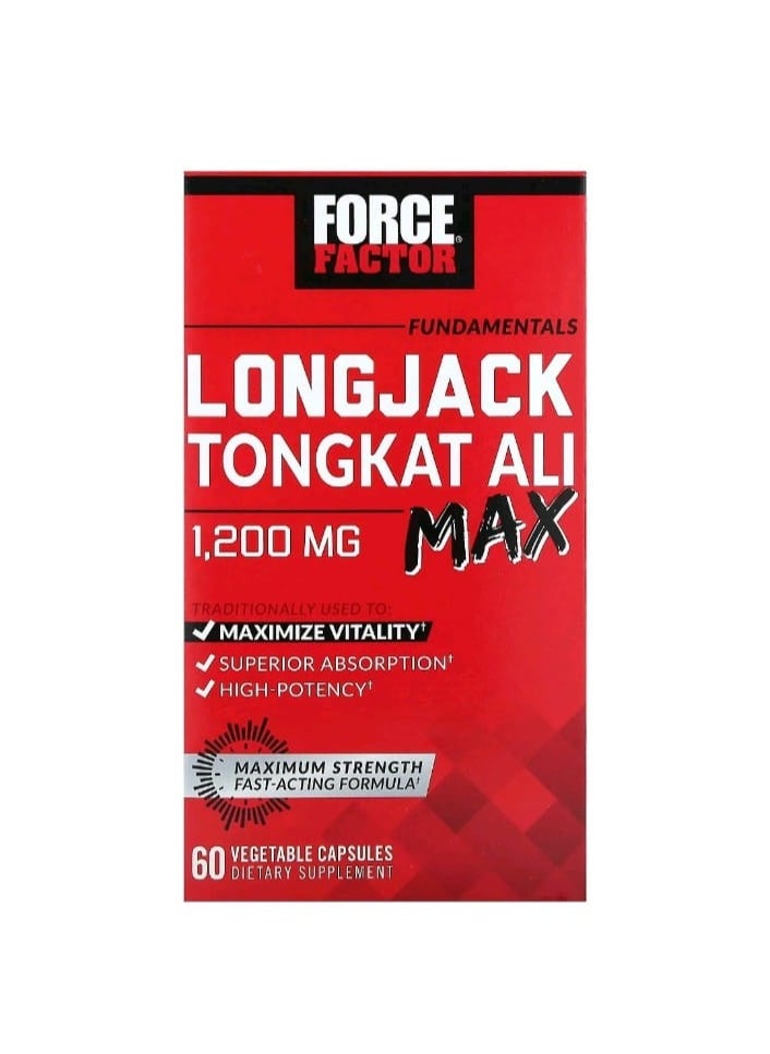 Force Factor Longjack Tongkat Ali Max 1,200 Mg 60 Vegetable Capsules- 600 Mg Per Capsule  - Image 2