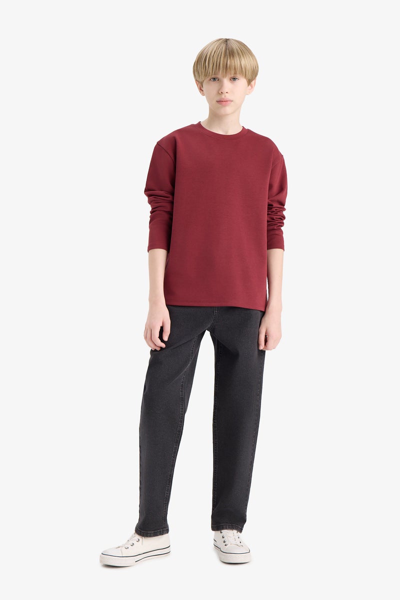 ديفاكتو تي شيرت كم طويل قصة عادية برقبة مستديرة - Image 3