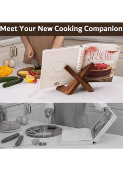 Realfrog Cookbook Stand, Handmade Wooden Cookbook Holder, Recipe Book Holder for Display Stand, Farmhouse Cook Book Stand for Cooking, Cookbook and Recipe Holder for Kitchen Counter  - Image 3