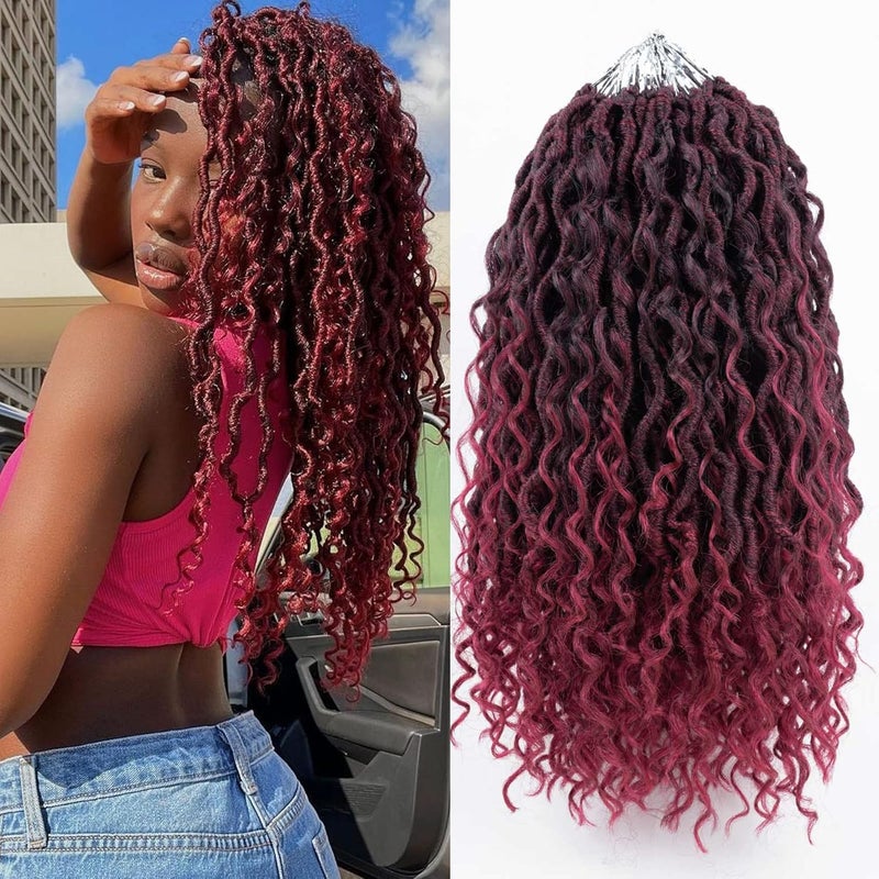 شعر كروشيه مزيف مجعد 14 بوصة بألوان أومبري حمراء لشعر الإلهة للنساء السود