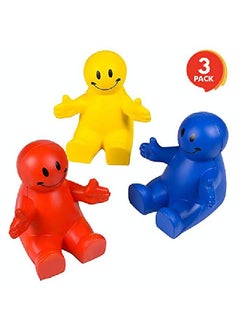 ArtCreativity 4 Inch Squeezable Smile Phone Holder 3 Pack 2In1 Smartphone Stand Squeeze Stress Relief Fidget Toy For Kids & Adults Desk Decoration Party Favor Office Gift Redblueyellow  - Image 1