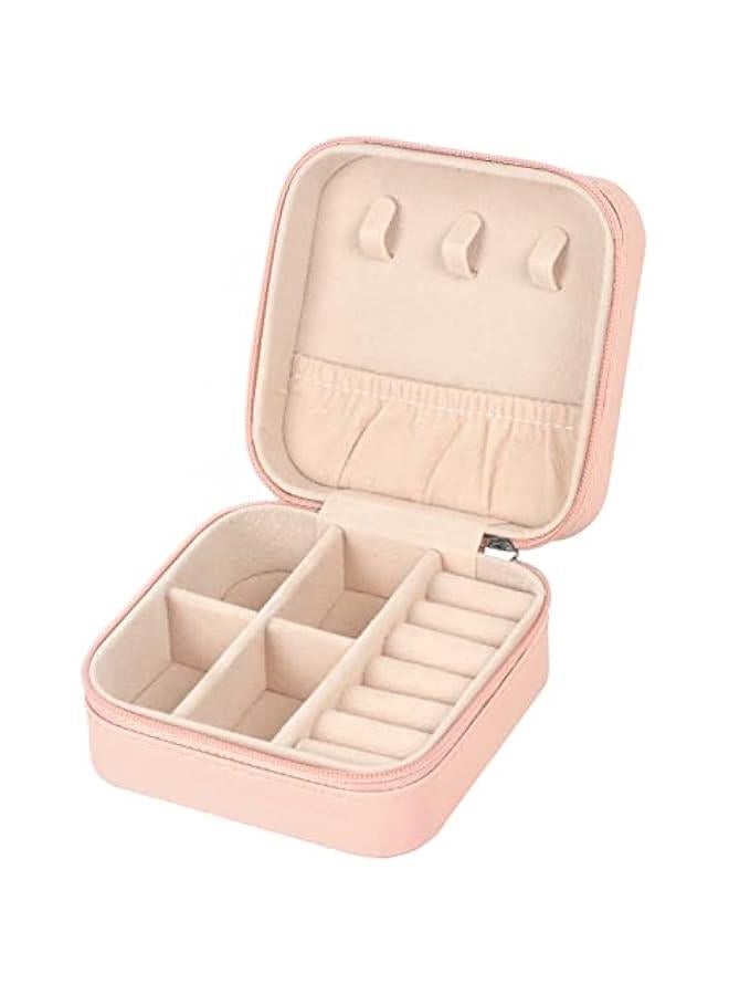 عربست حقيبة مجوهرات صغيرة للسفر حافظة مجوهرات صندوق تخزين من جلد PU المحمول حافظة مجوهرات صغيرة للفتيات والنساء أقراط، عقد، خواتم، أساور. - Image 1