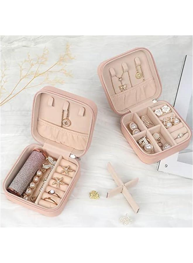 عربست حقيبة مجوهرات صغيرة للسفر حافظة مجوهرات صندوق تخزين من جلد PU المحمول حافظة مجوهرات صغيرة للفتيات والنساء أقراط، عقد، خواتم، أساور. - Image 5