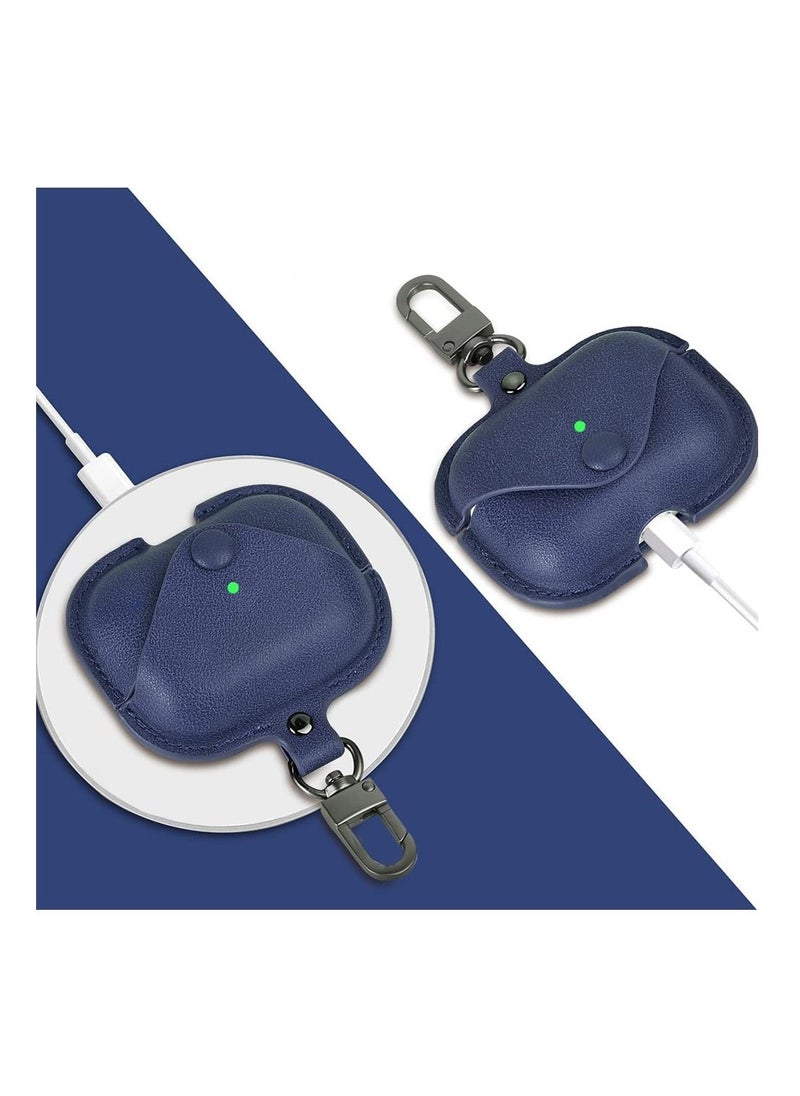 CATANES - Airpods 3 Leather Case Shockproof Cover with Keychain Compatible with Apple Airpods 3rd Generation Blue - Image 1